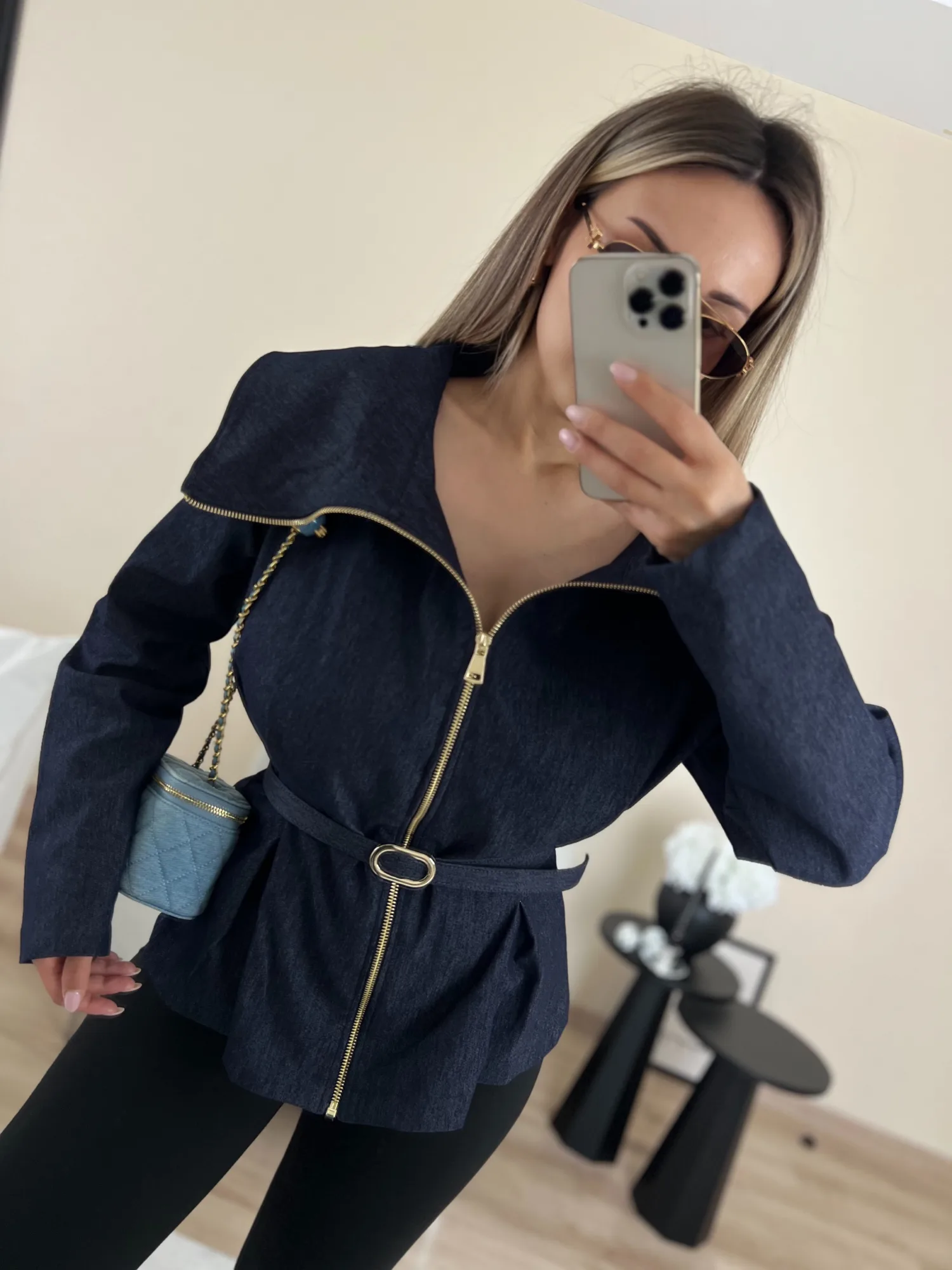Kemerli denim gömlek 2