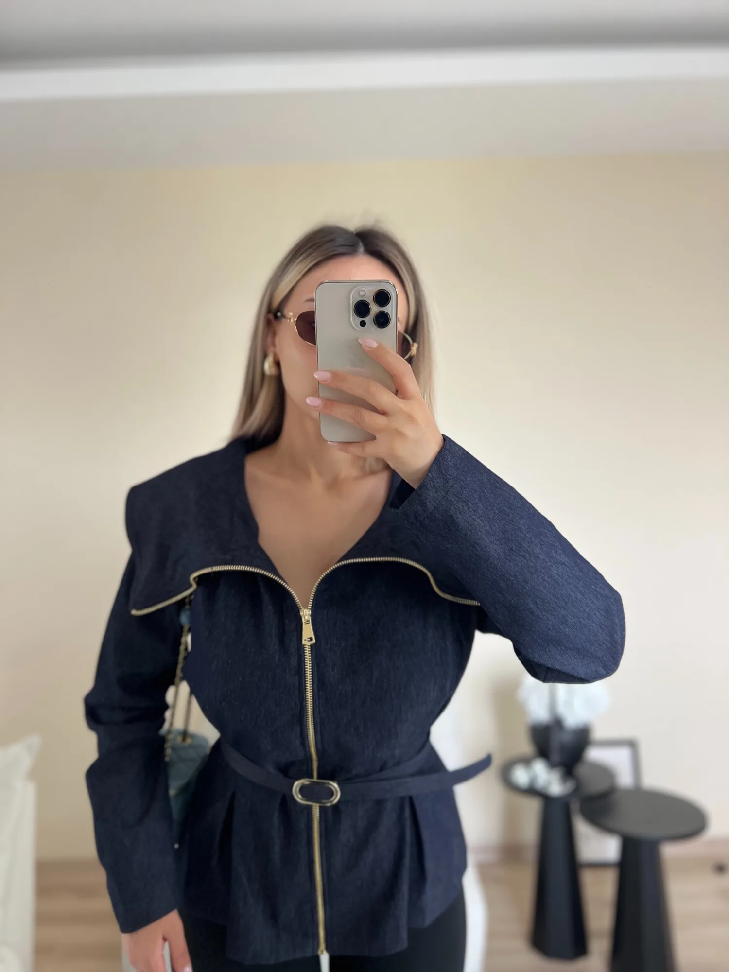 Kemerli denim gömlek 3