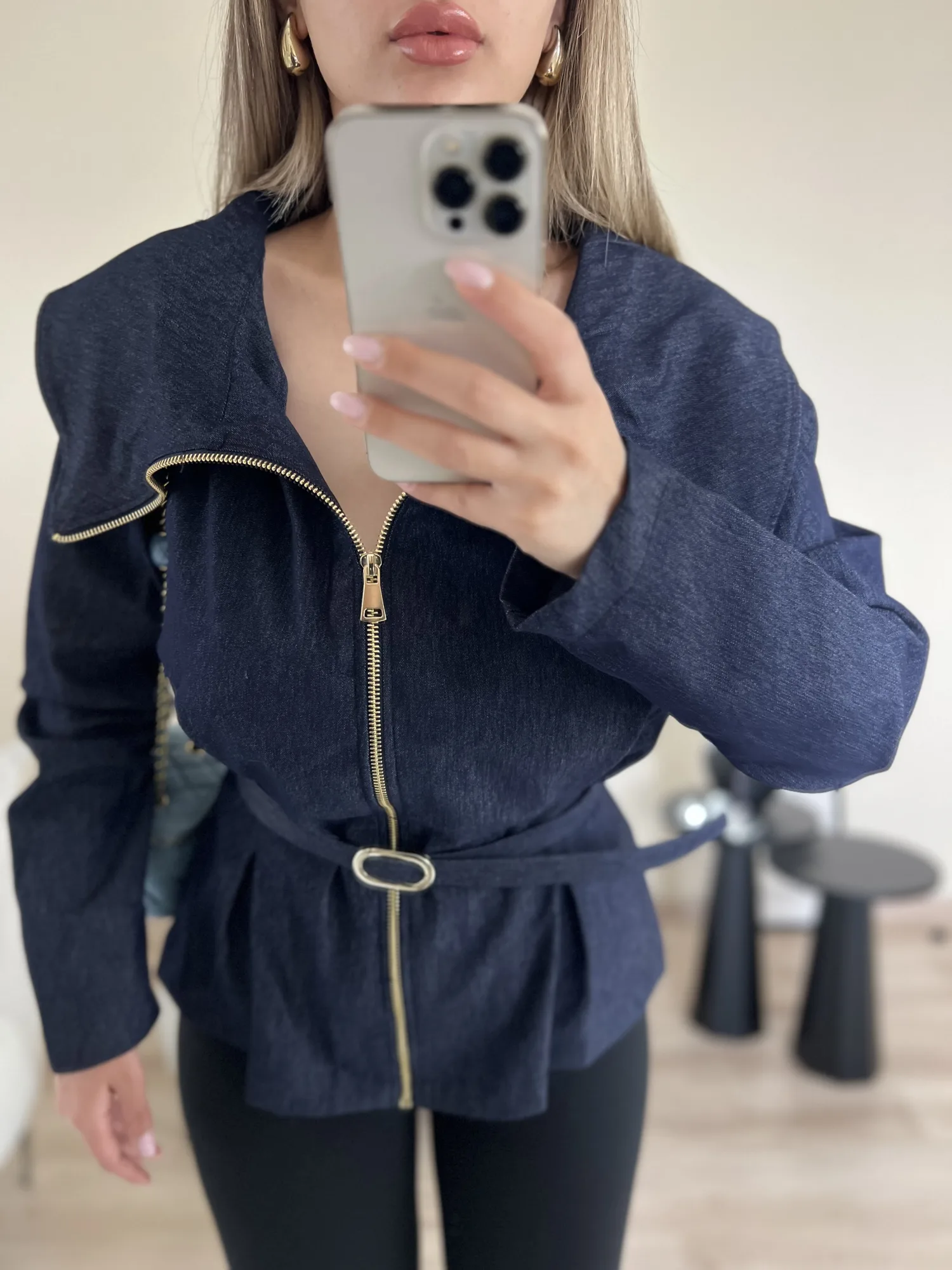Kemerli denim gömlek 4