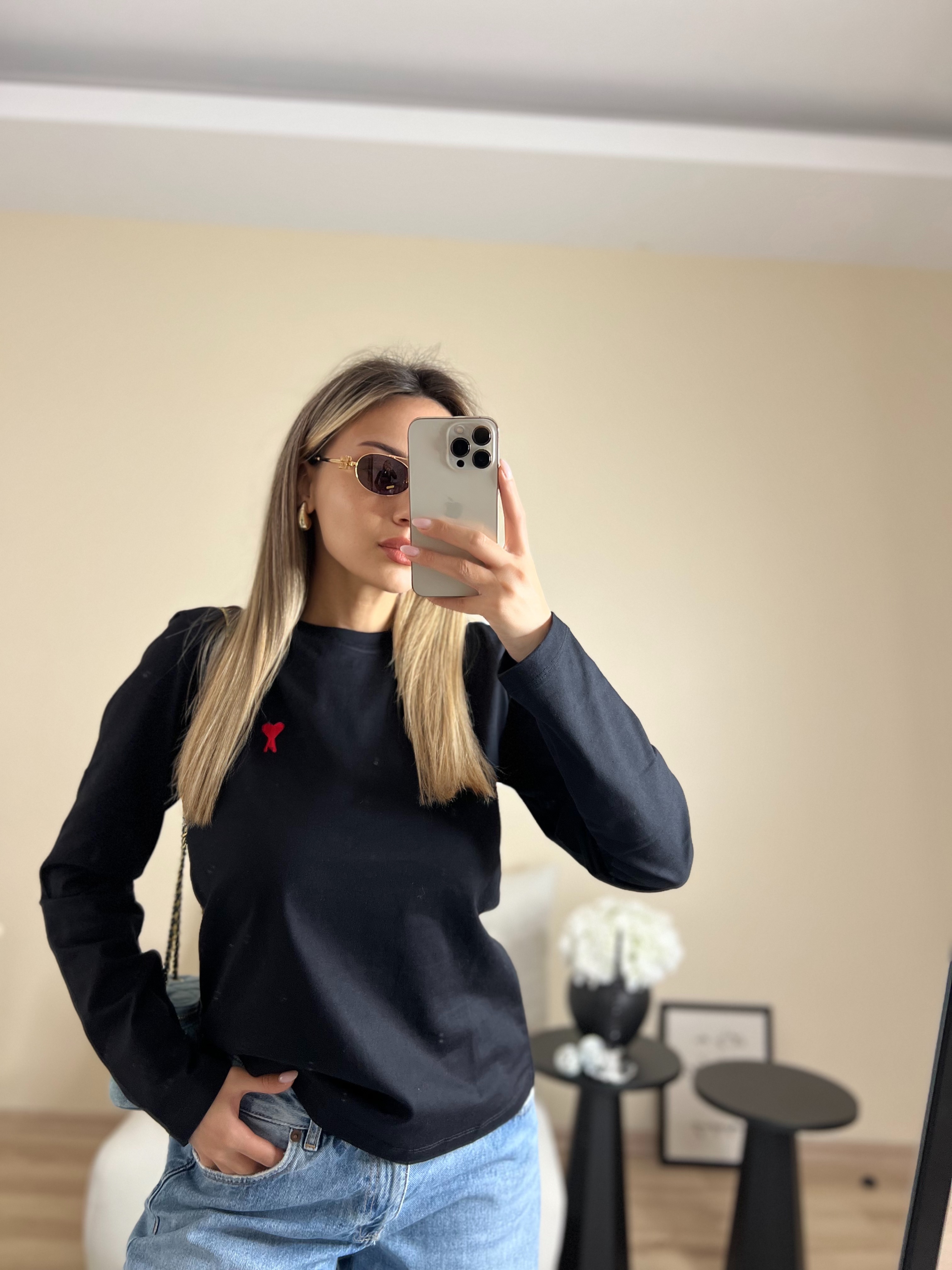 A LOGOLU PREMIUM BLUZ - SIYAH