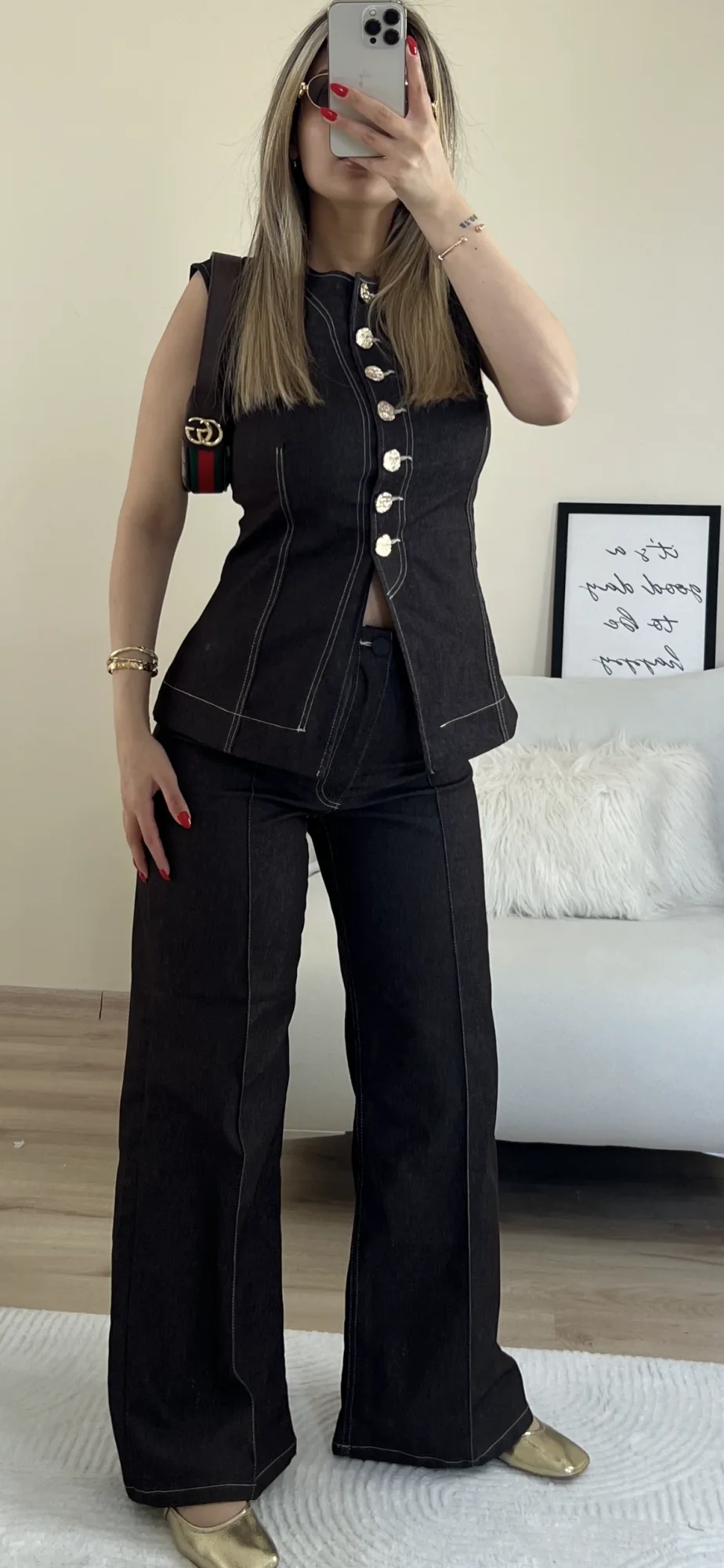 Denim kahverengi Jean pantolon 4