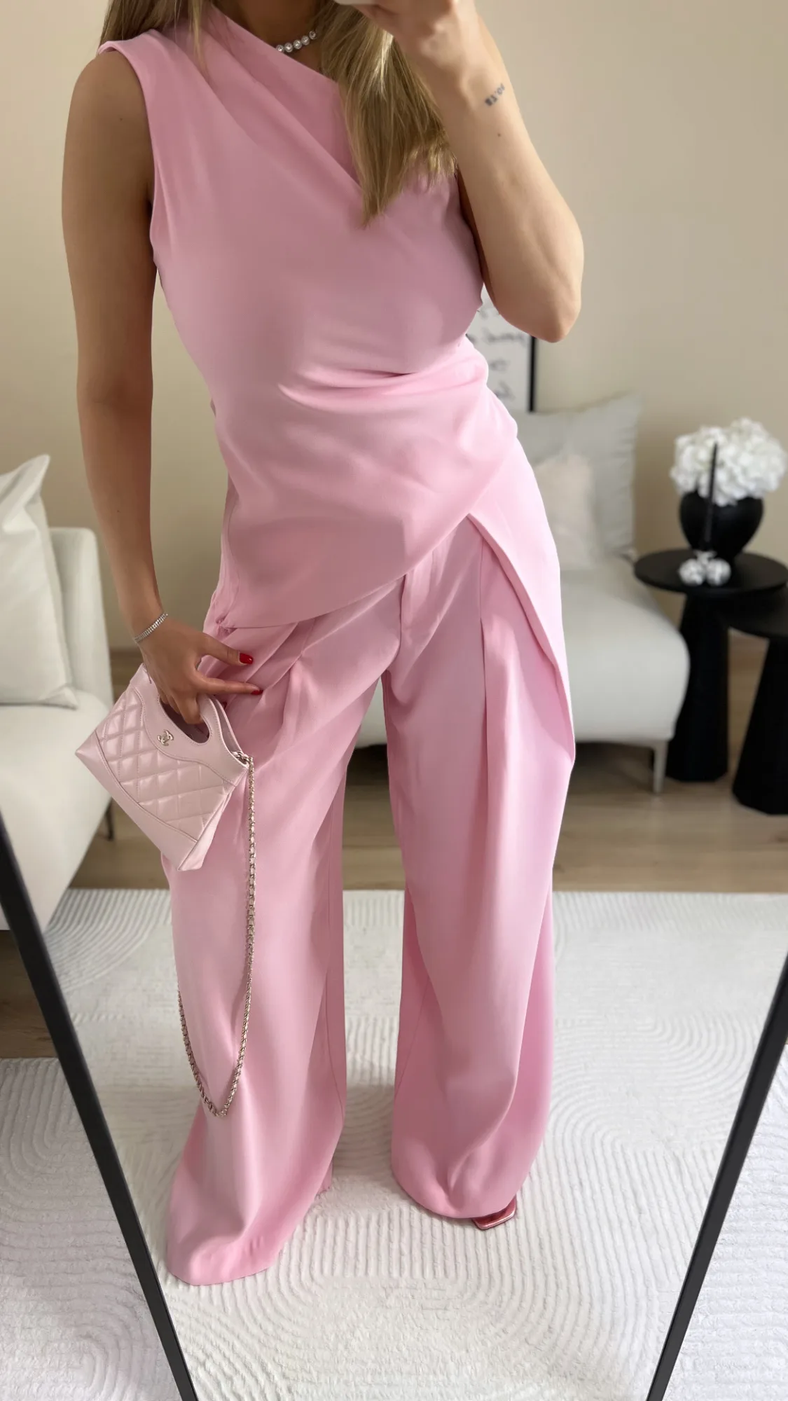PEMBE PANTOLON BLUZ TAKIM - PEMBE