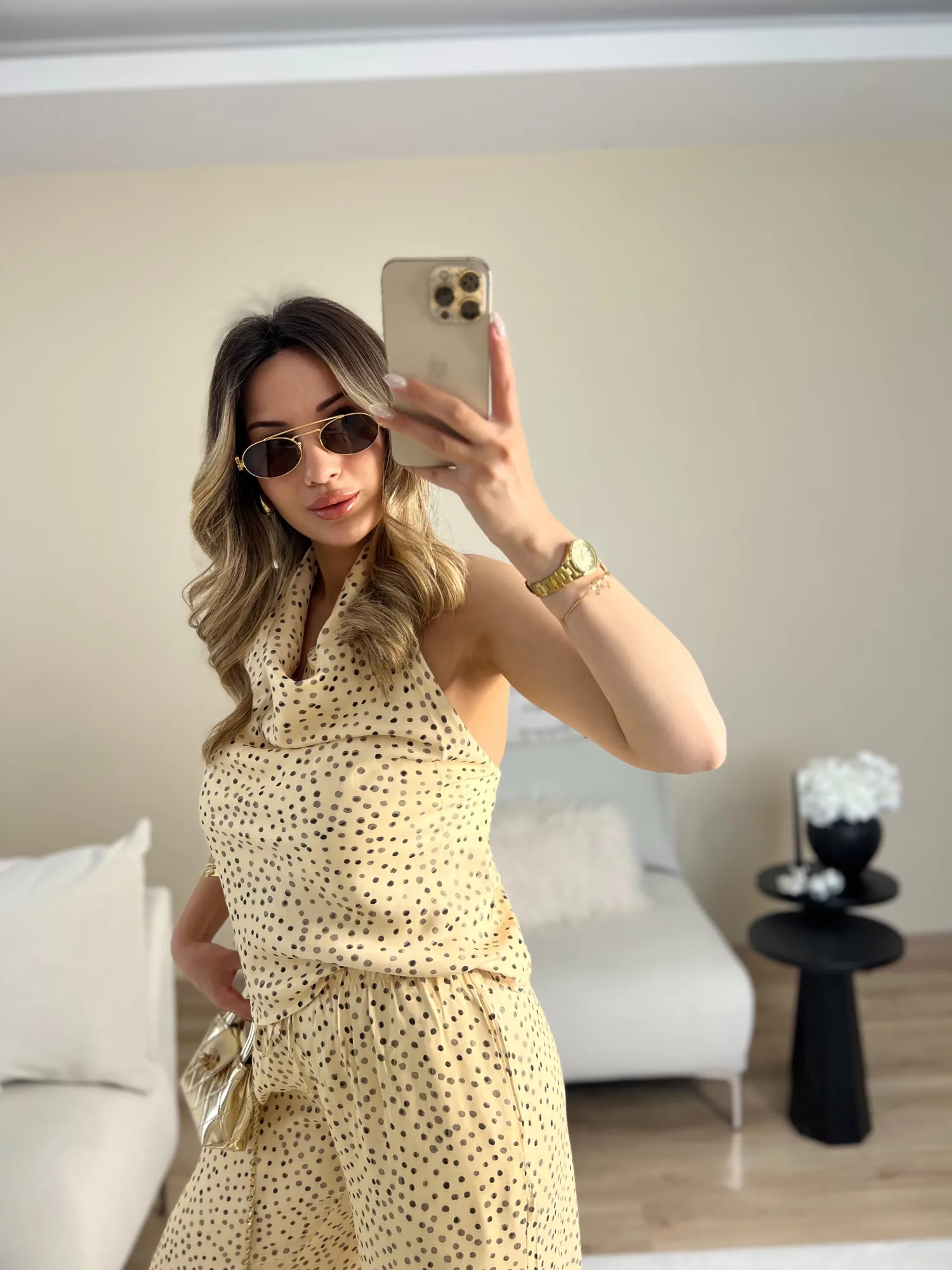 Puantiye desen saten takım 3