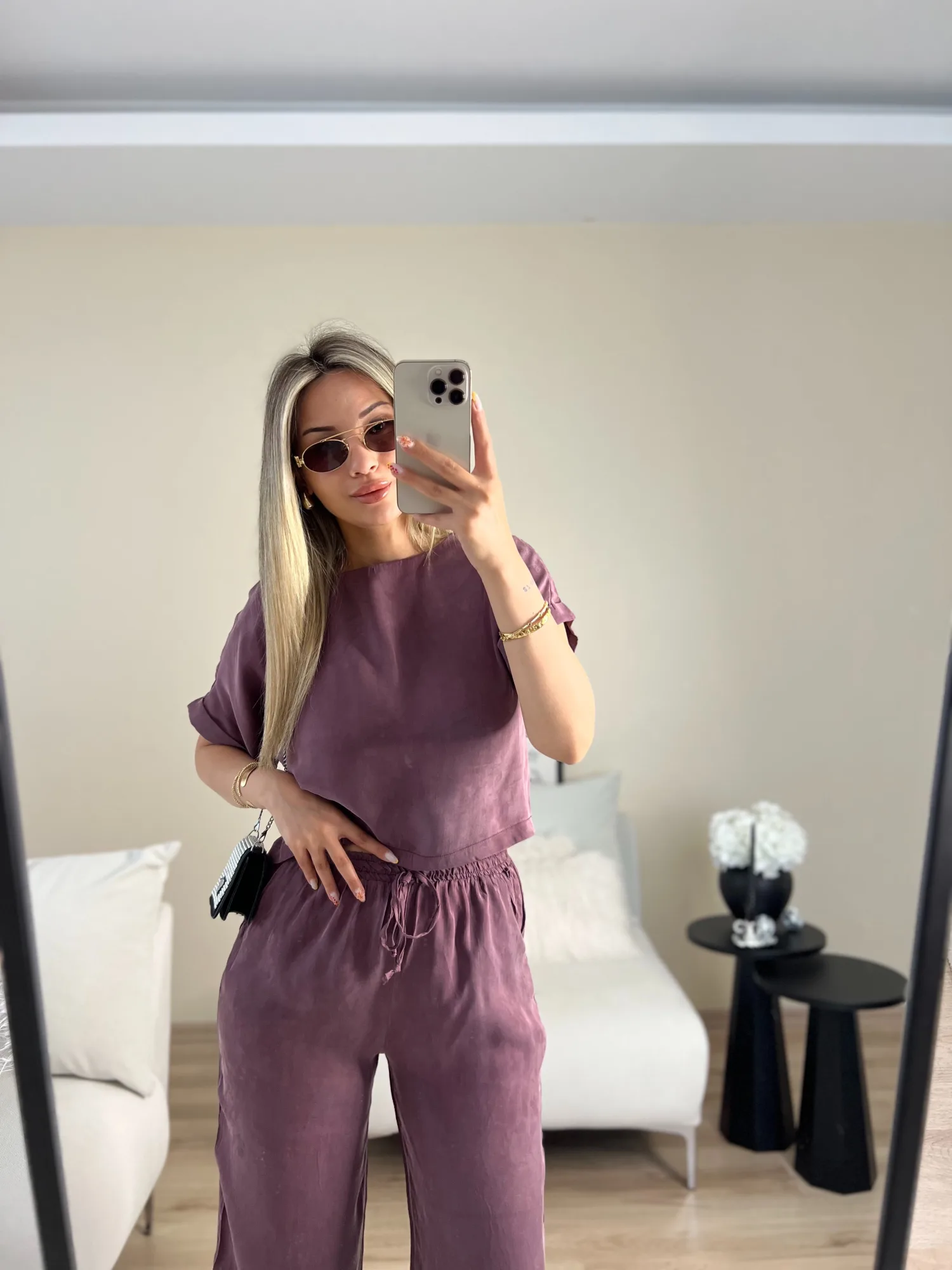Mürdüm bluz pantolon takım 2
