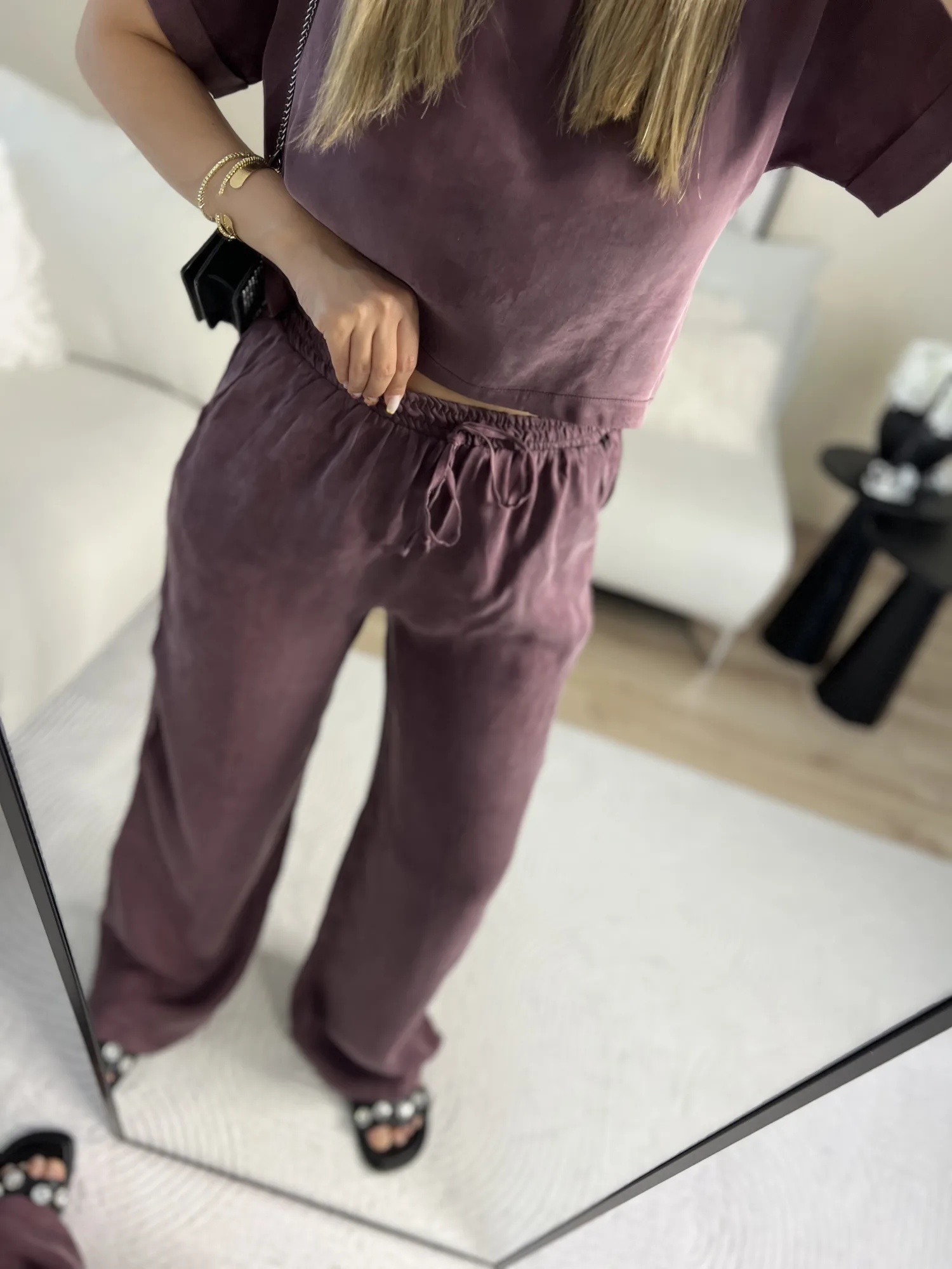 Mürdüm bluz pantolon takım 5