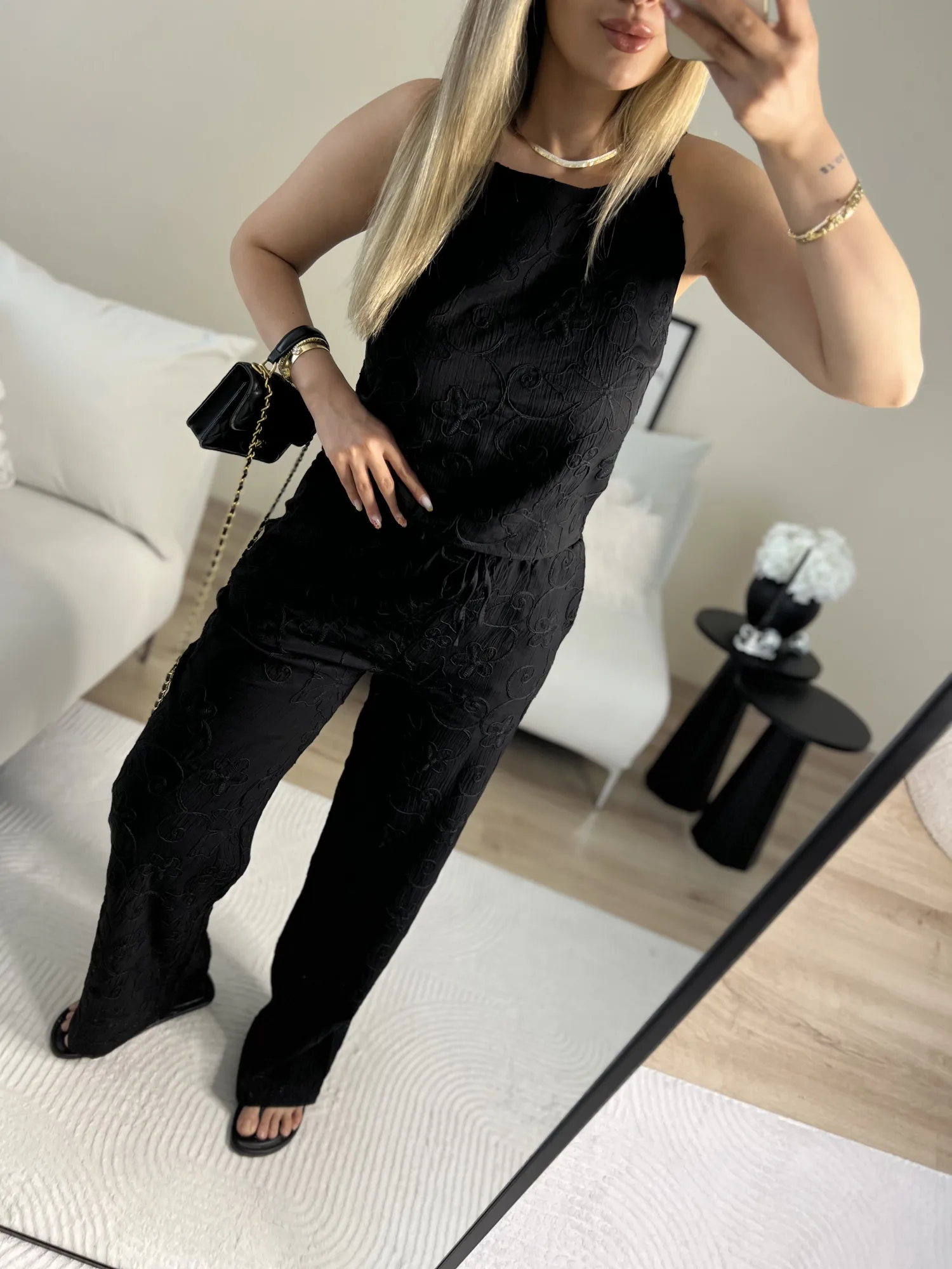 Nakışlı bluz pantolon takım 4