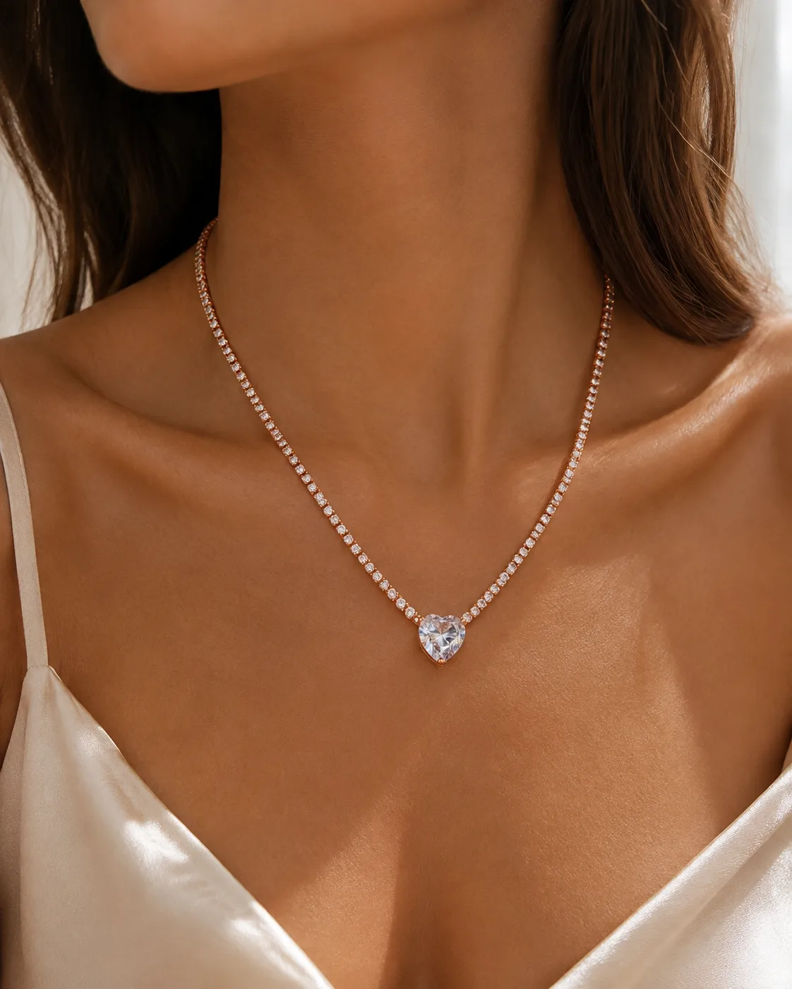 KALP KRISTAL KOLYE - ROSE GOLD